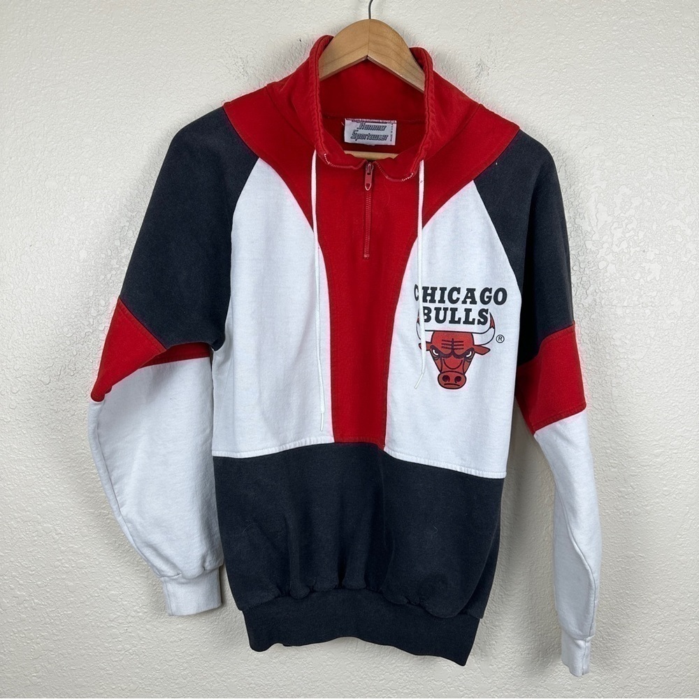 Hummer Sportswear Vintage Chicago Bulls 1/4 Zip Long Sleeve Pullover
